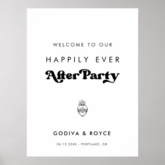 Stijlvol welkom op ons Happily Ever After-feest Poster (Voorkant)