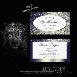 Stijlvol White Blue Silver Sparkle Glitter Diamond Visitekaartje