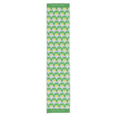 Stijlvol White Daisy Pattern Groen Gepersonaliseer Korte Tafelloper (Voorkant)