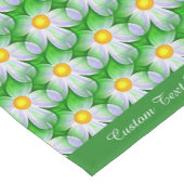 Stijlvol White Daisy Pattern Groen Gepersonaliseer Korte Tafelloper (Hoek)