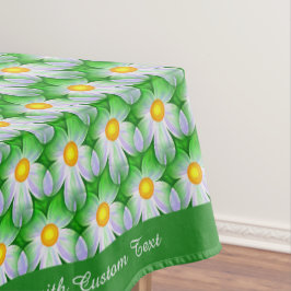 Stijlvol White Daisy Pattern Groen Gepersonaliseer Tafelkleed