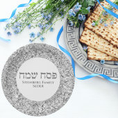 Stijlvol White en Silver Hebrew Happy Passover Papieren Bordje