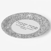 Stijlvol White en Silver Hebrew Happy Passover Papieren Bordje (Gekanteld)