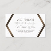 Stijlvol White Geometric Brown Shimmer Professiona Visitekaartje (Achterkant)