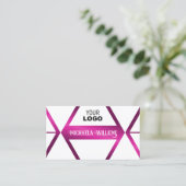 Stijlvol White Geometric Shimmery Pink met Logo Visitekaartje (Staand voorkant)