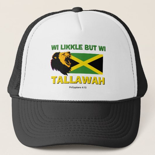 Stijlvol WI LIKKLE MAAR WI TALLAWAH Trucker Pet (Voorkant)