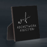 Stijlvol WiFi Wachtwoord Signaal Zwart Fotoplaat<br><div class="desc">Nooit meer zullen uw gasten om het WiFi-wachtwoord vragen met dit slanke en stijlvolle WiFi-wachtwoord bord. Het zwarte plaquette-ontwerp past bij elke inrichting en de witte letters maken het wachtwoord gemakkelijk te lezen. Deze 5, 25x5, 25 plaquette wordt geleverd met een standaard voor een gemakkelijke weergave in uw huis, kantoor...</div>