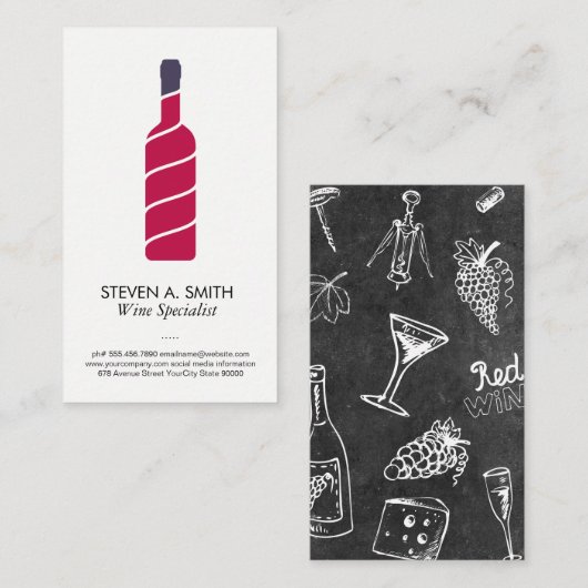 Stijlvol wijnfleslogo visitekaartje (Voorkant / Achterkant)