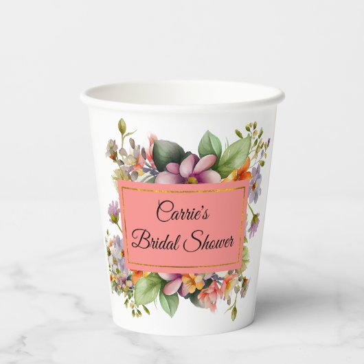 Stijlvol Wildflower Vrijgezellenfeest Papieren Bekers (Achterkant)