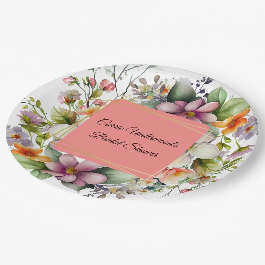 Stijlvol Wildflower Vrijgezellenfeest Papieren Bordje (Gekanteld)