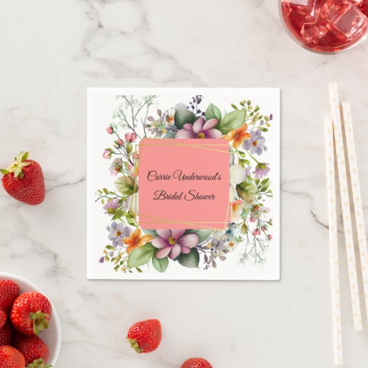 Stijlvol Wildflower Vrijgezellenfeest Servet (Insitu)