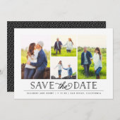 Stijlvol wit 4 Foto slaat de datum op Save The Date (Voorkant / Achterkant)