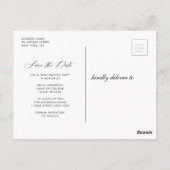 Stijlvol wit afstuderen Save the date Briefkaart (Achterkant)