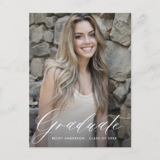 Stijlvol wit afstuderen Save the date Briefkaart (Voorkant)