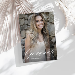 Stijlvol wit afstuderen Save the date Briefkaart