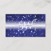 Stijlvol wit blauw glitter Stars Monogram Visitekaartje (Voorkant)