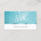 Stijlvol wit Blauwgroen glitter Luminous Stars Ini Visitekaartje (Voorkant)