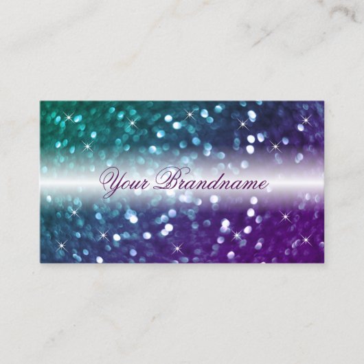 Stijlvol wit Blauwgroen Paars met spaarglitter mod Visitekaartje (Voorkant)