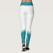 Stijlvol wit en blauwgroen blauw wit floreel leggings (Achterkant)