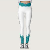 Stijlvol wit en blauwgroen blauw wit floreel leggings (Voorkant)