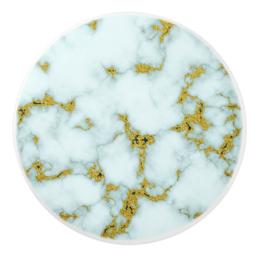 Stijlvol wit en goudmarmer | Aangepast Keramische Knop (Voorkant)