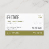 Stijlvol wit en olijfgroen met monogram visitekaartje (Achterkant)