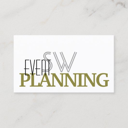 Stijlvol wit en olijfgroen met monogram visitekaartje (Voorkant)