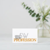 Stijlvol wit en Oranje eenvoudig met monogram Visitekaartje (Staand voorkant)