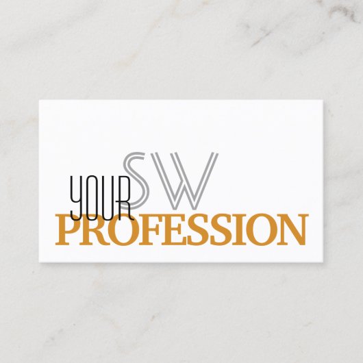 Stijlvol wit en Oranje eenvoudig met monogram Visitekaartje (Voorkant)