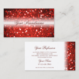 Stijlvol wit en rood glitter Professional Visitekaartje
