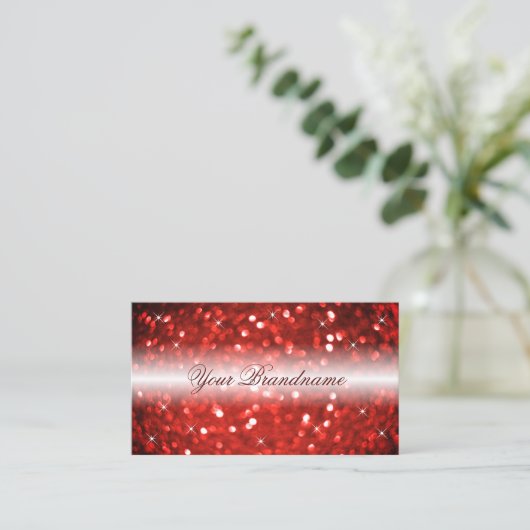 Stijlvol wit en rood glitter Professional Visitekaartje (Staand voorkant)