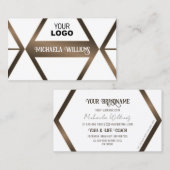 Stijlvol wit Geometric Brown Shimmer met Logo Visitekaartje (Voorkant / Achterkant)