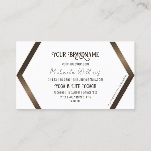 Stijlvol wit Geometric Brown Shimmer met Logo Visitekaartje (Achterkant)