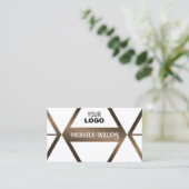 Stijlvol wit Geometric Brown Shimmer met Logo Visitekaartje (Staand voorkant)