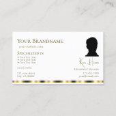 Stijlvol wit goud met monogram en foto's visitekaartje (Achterkant)