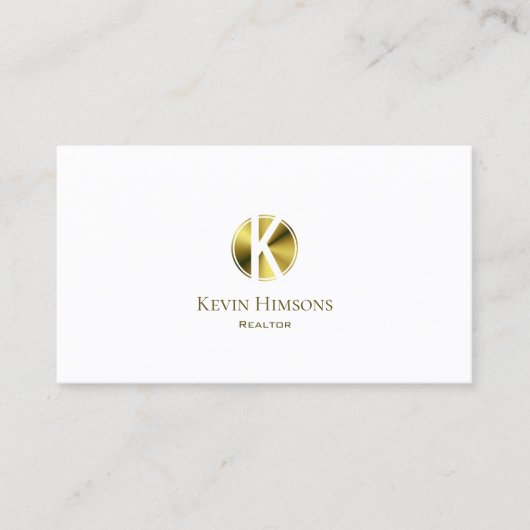 Stijlvol wit goud met monogram en Logo Visitekaartje (Voorkant)