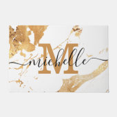 Stijlvol wit goudkleurig zwart logo deurmat (Voorkant)