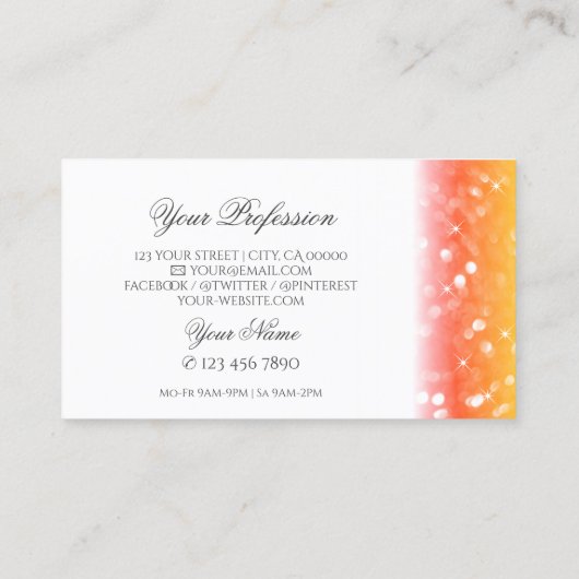 Stijlvol, wit, kleurrijk mousserend glitter modern visitekaartje (Achterkant)