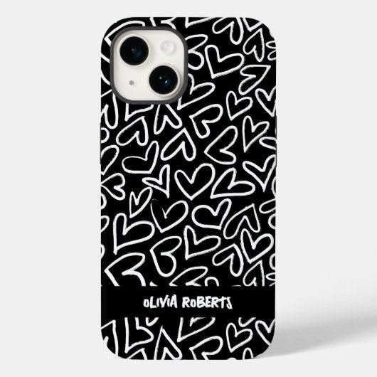 Stijlvol wit krijt harten patroon gepersonaliseerd Case-Mate iPhone case (Achterkant)
