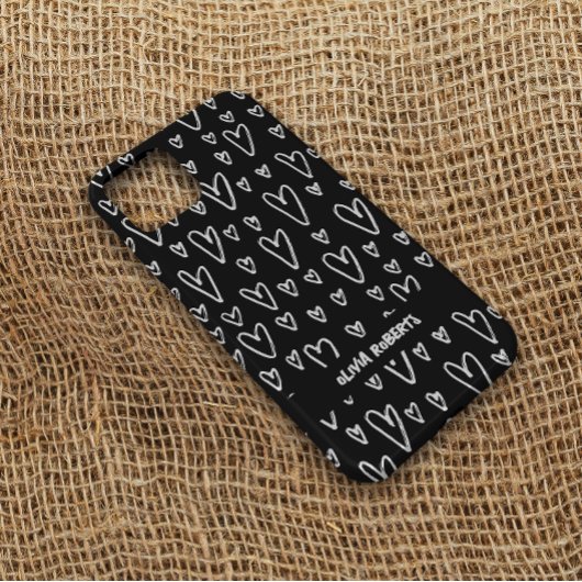 Stijlvol wit krijt harten patroon gepersonaliseerd Case-Mate iPhone case