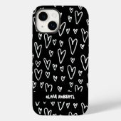 Stijlvol wit krijt harten patroon gepersonaliseerd Case-Mate iPhone case (Achterkant)