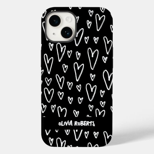 Stijlvol wit krijt harten patroon gepersonaliseerd Case-Mate iPhone case (Achterkant)