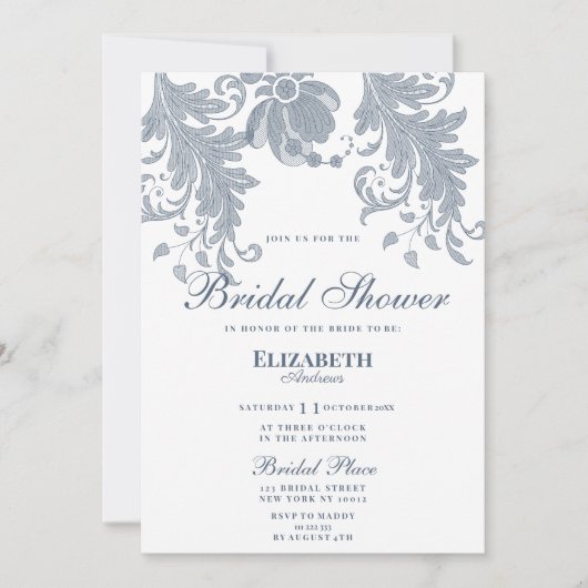 Stijlvol wit mauve blauw bloemenkant Vrijgezellenf Kaart (Voorkant)