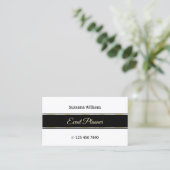 Stijlvol wit met zwart en gouden strepen modern visitekaartje (Staand voorkant)