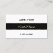 Stijlvol wit met zwart en gouden strepen modern visitekaartje (Voorkant)