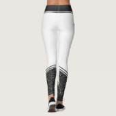 Stijlvol wit met zwarte bloem en moderne naam leggings (Achterkant)