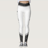Stijlvol wit met zwarte bloem en moderne naam leggings (Voorkant)