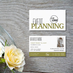 Stijlvol wit olijfgroen met Logo en foto Visitekaartje