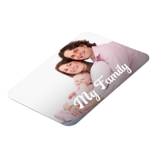 Stijlvol wit retro script, vakantiefoto magneet (Linkerzijde)