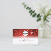 Stijlvol wit rood glitter met Logo modern Visitekaartje (Staand voorkant)
